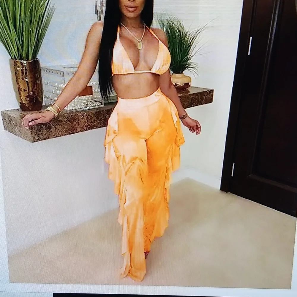 Women's bikini ruffle beach jumpsuit sex is jump suit sexy see through mesh - Picture 4 of 5